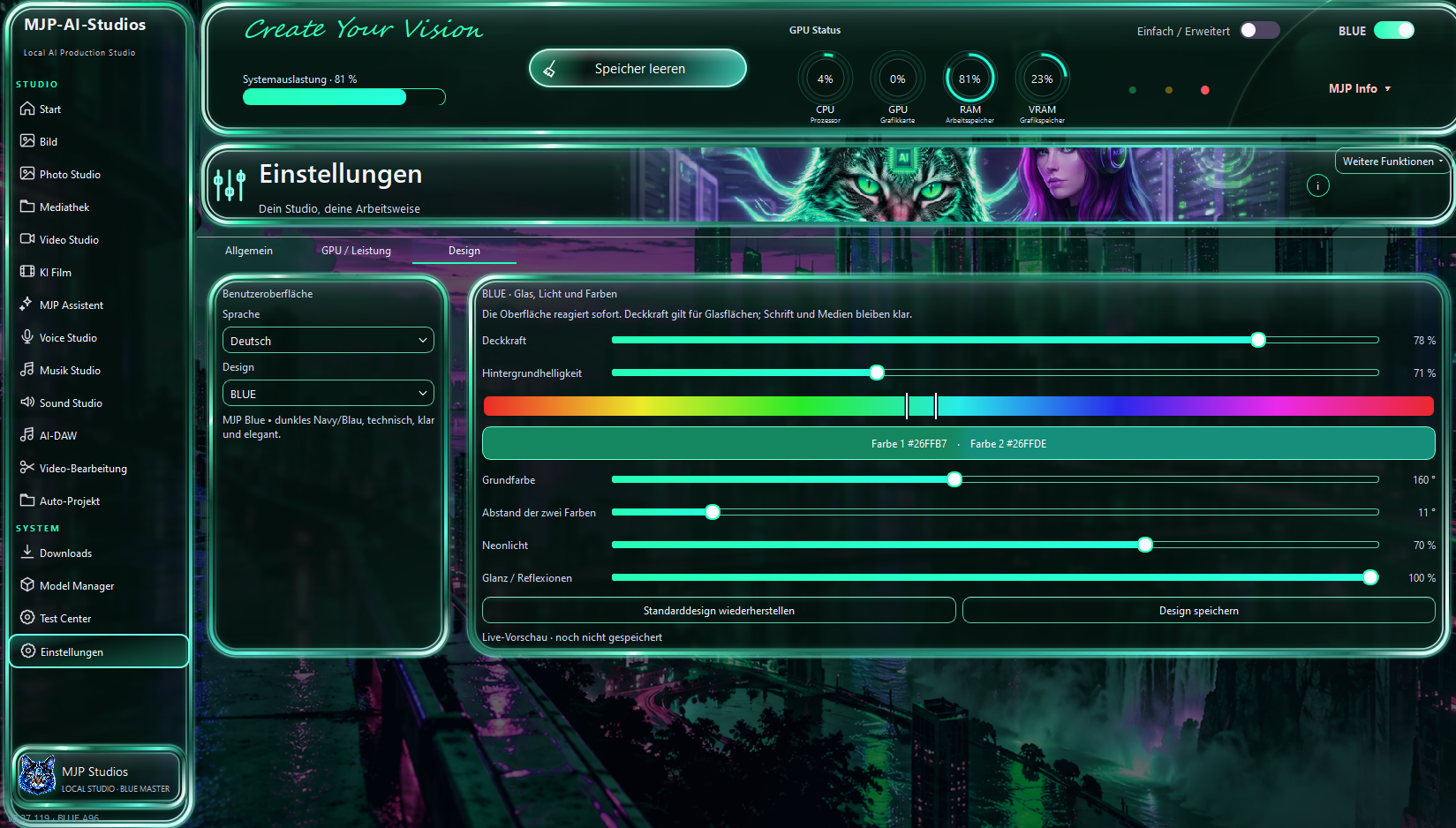 MJP-AI-Studios individuell eingestelltes grünes Design